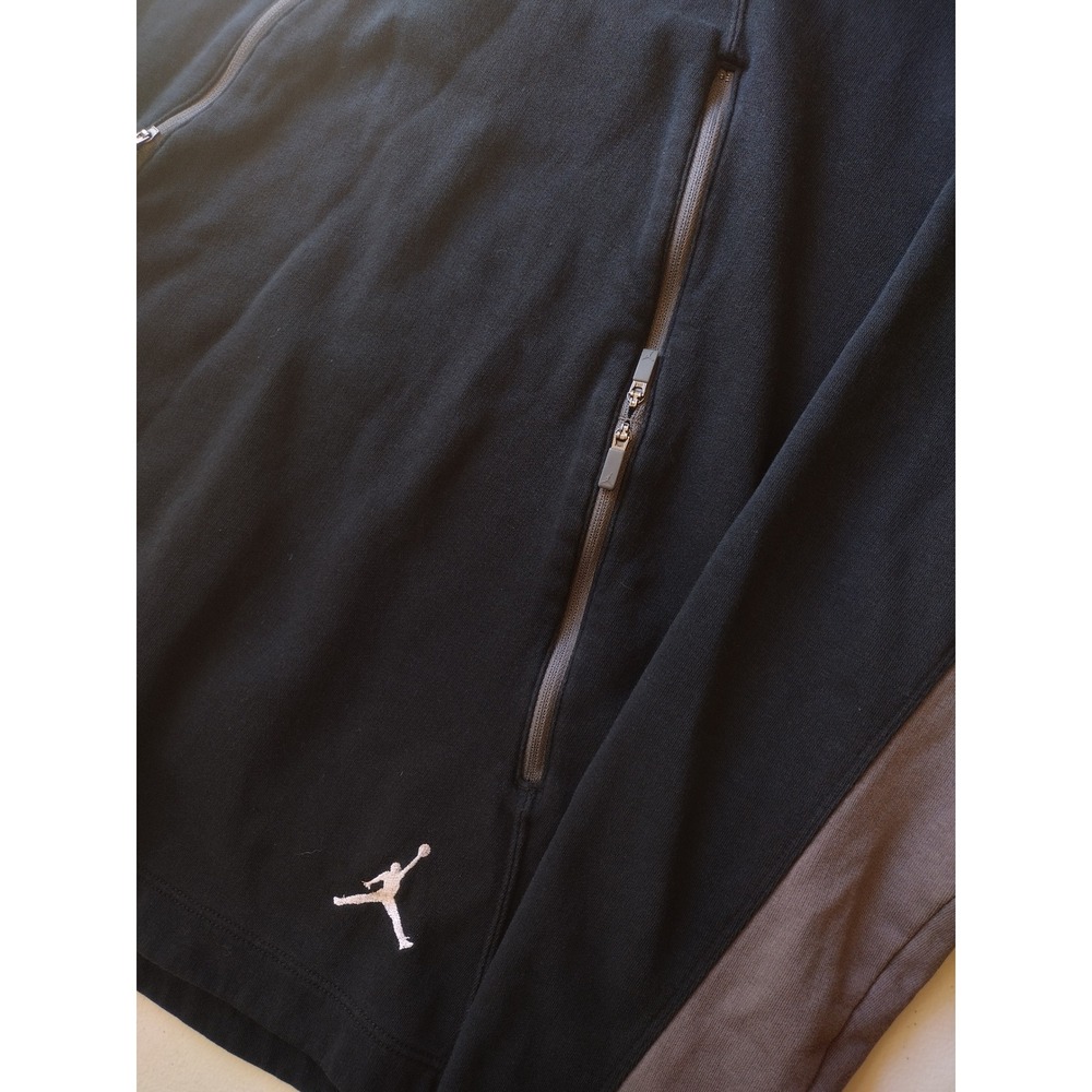 Jordan Brand Black Grey Tech Fleece Hoodie Dual Zip Pockets Mens Large L - Picture 2 of 8